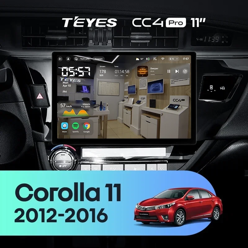 Штатная магнитола Teyes CC4 Pro 12/256 Toyota Corolla (2012-2016) Тип-A (11")