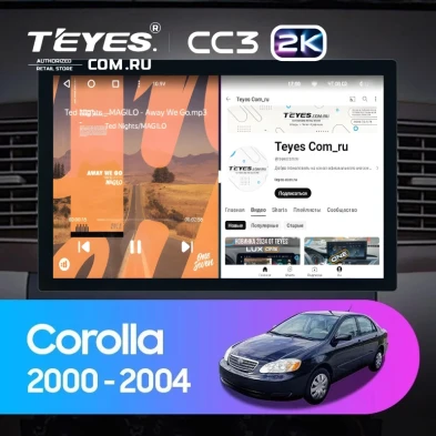 Штатная магнитола Teyes CC3 2K 360 6/128 Toyota Corolla E130 E120 (2000-2004) (13")