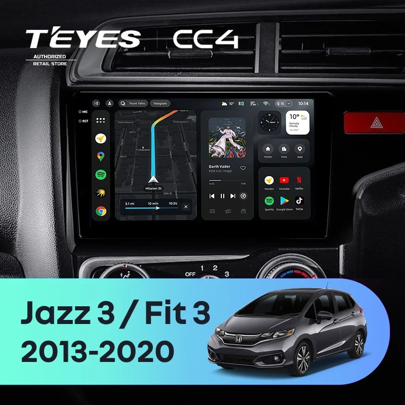 Штатная магнитола Teyes CC4 8/128 Honda Jazz 3 (2015-2020) Тип-B Правый руль
