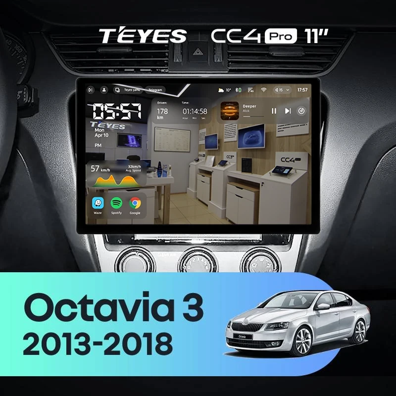 Штатная магнитола Teyes CC4 Pro 8/128 Skoda Octavia 3 A7 (2013-2018) Тип-A (11")