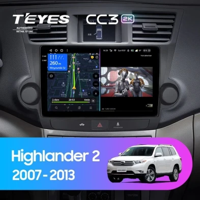 Штатная магнитола Teyes CC3 2K 360 6/128 Toyota Highlander 2 XU40 (2007-2013) F2 10"
