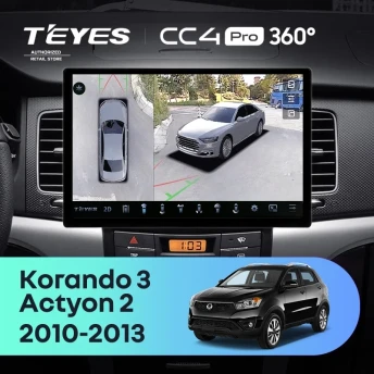 Штатная магнитола Teyes CC4 Pro 360 12/256 SsangYong Korando 3 Actyon 2 (2010-2013) (13")