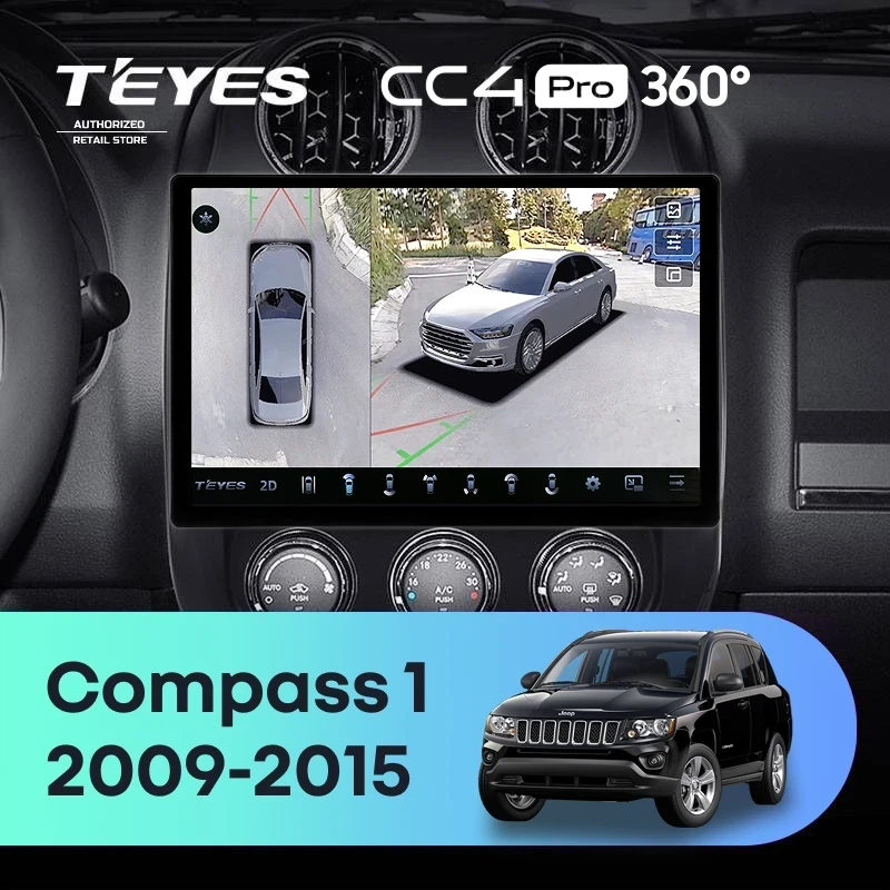 Штатная магнитола Teyes CC4 Pro 360 12/256 Jeep Compass 1 MK (2009-2015) (11")