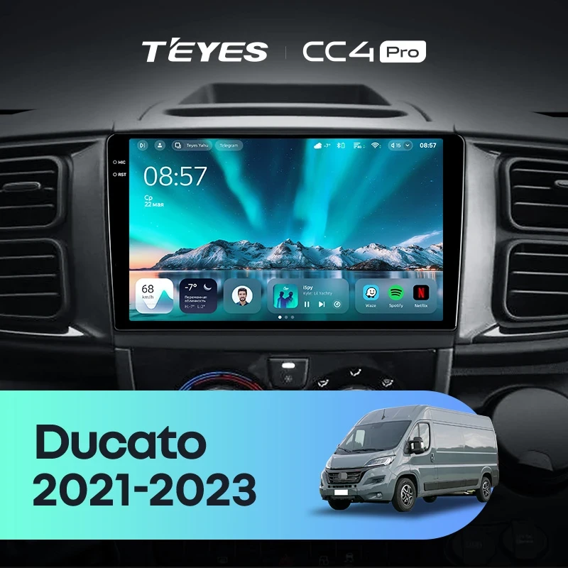 Штатная магнитола Teyes CC4 Pro 8/128 Fiat Ducato Van L3H2 (2021-2023)