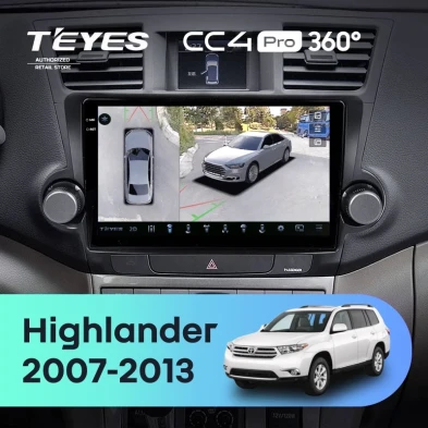 Штатная магнитола Teyes CC4 Pro 360 12/256 Toyota Highlander 2 XU40 (2007-2013) F1 10"