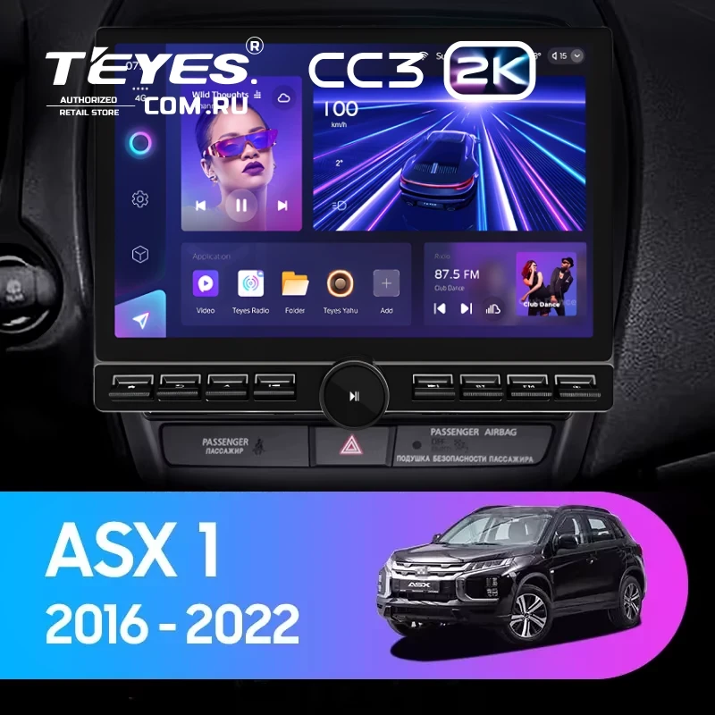 Штатная магнитола Teyes CC3 2K 6/128 Mitsubishi ASX (2016-2026) Тип-A (13" с кнопками)