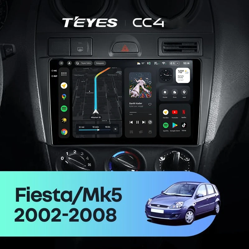 Штатная магнитола Teyes CC4 8/128 Ford Fiesta Mk5 (2002-2008)