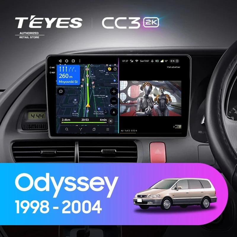 Штатная магнитола Teyes CC3 2K 360 6/128 Honda Odyssey RL1 (1998-2004) Тип-A Правый руль