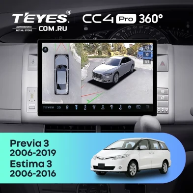 Штатная магнитола Teyes CC4 Pro 360 8/128 Toyota Previa XR50 3 (2006-2019) Правый руль (11")