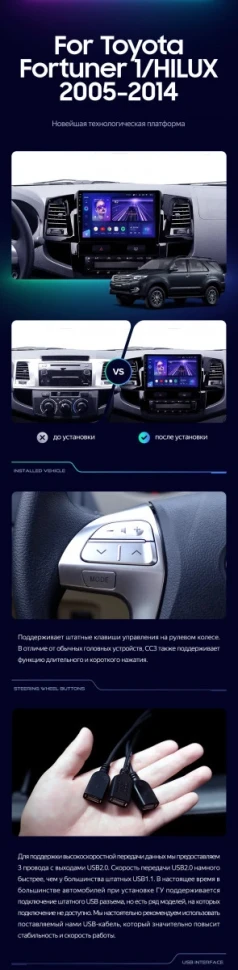 Штатная магнитола Teyes CC3 4/32 Toyota Fortuner (2005-2007) F2