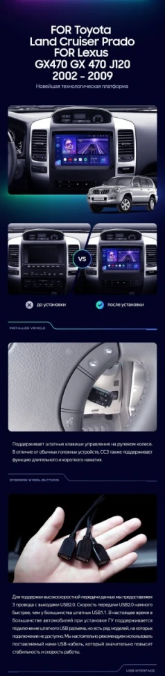 Штатная магнитола Teyes CC3L 4/32 Toyota Land Cruiser Prado J120 (2004-2009) F1 Тип-B