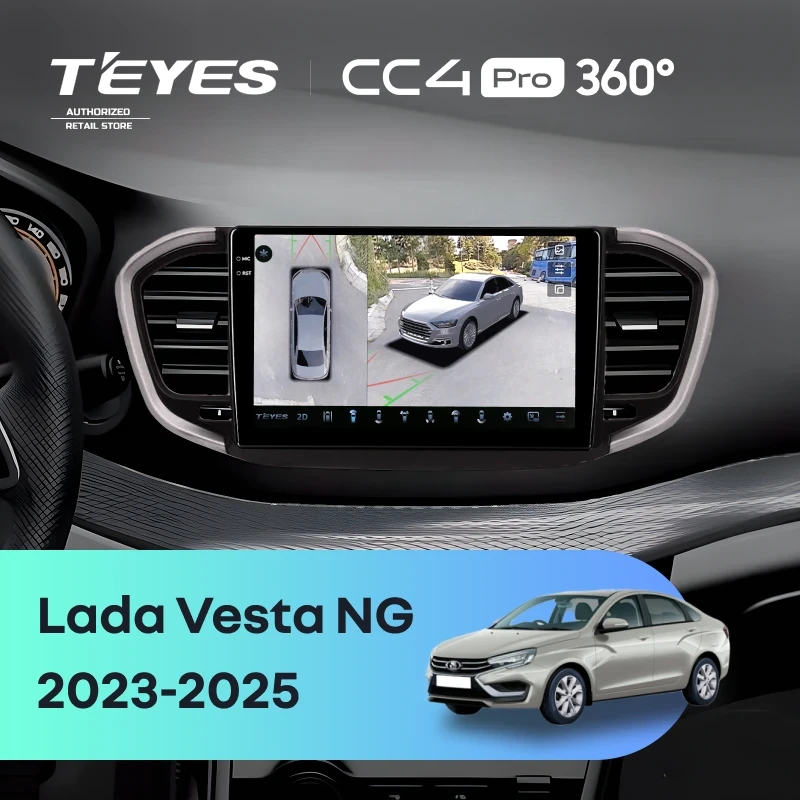 Штатная магнитола Teyes CC4 Pro 360 8/128 Lada Vesta NG (2023-2026) Тип-A (черно-серая)