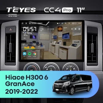 Штатная магнитола Teyes CC4 Pro 12/256 Toyota Hiace H300 VI (2019-2022) Тип-A (11")