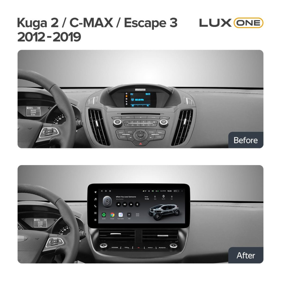 Переходная рамка Ford Kuga 2 / C-MAX / Escape 3 (2012-2019) (12,3")