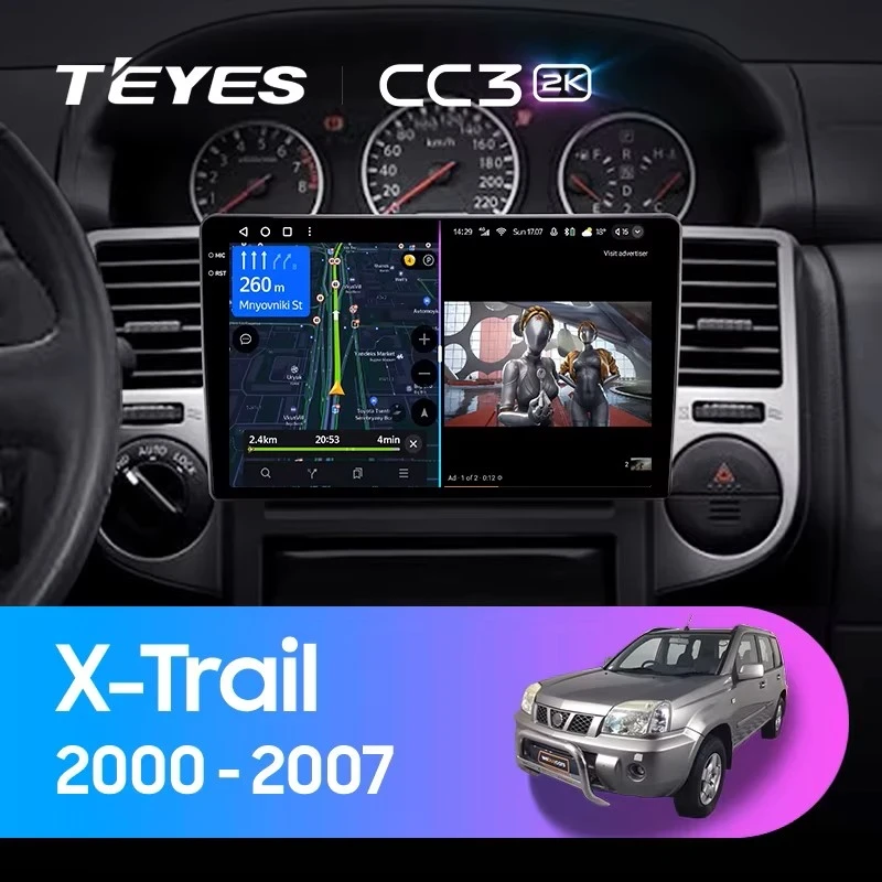 Штатная магнитола Teyes CC3 2K 6/128 Nissan X-Trail 1 T30 (2000-2007) F2