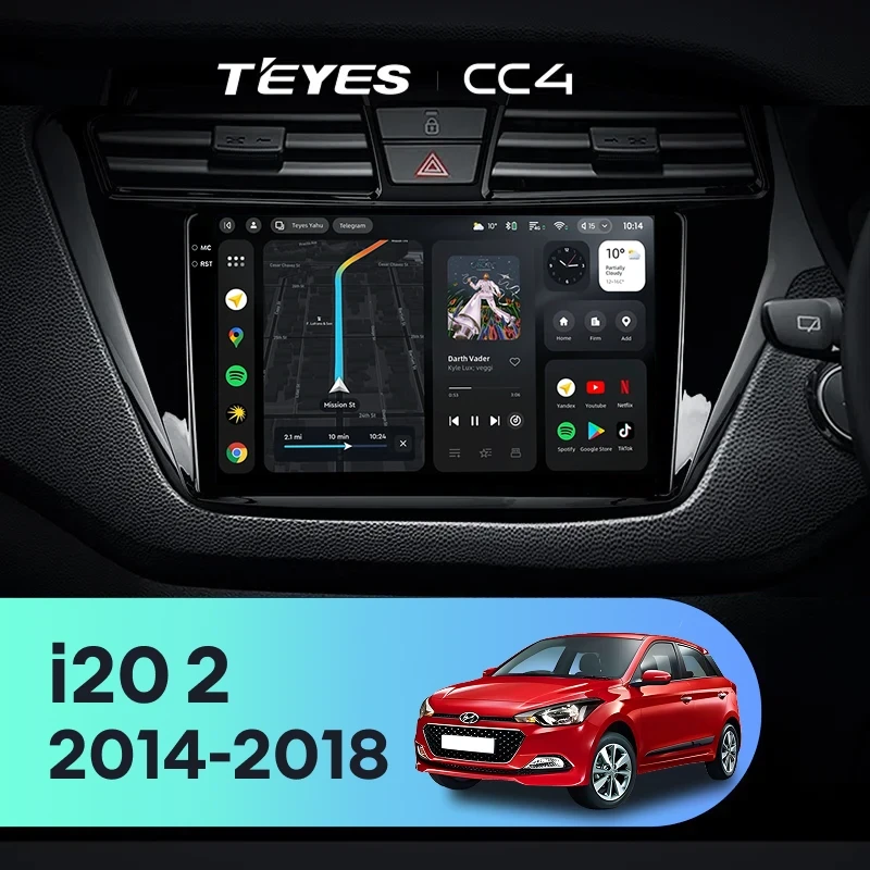 Штатная магнитола Teyes CC4 8/128 Hyundai i20 2 GB (2014-2018) Правый руль